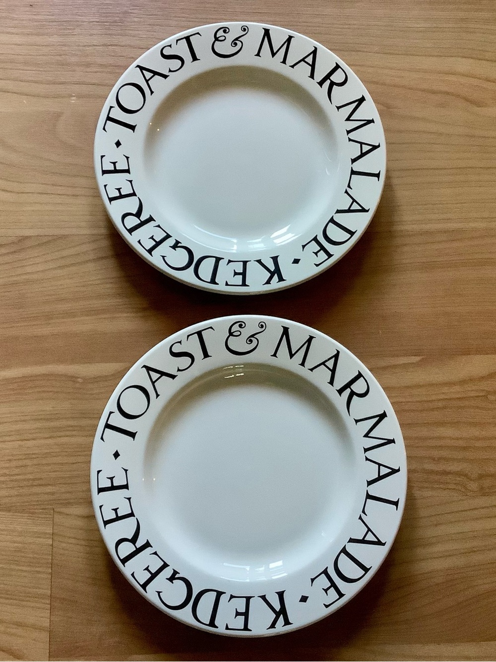 Two 8.5” Emma Bridgewater 2013 Black Toast& Marmalade Luncheon Plates